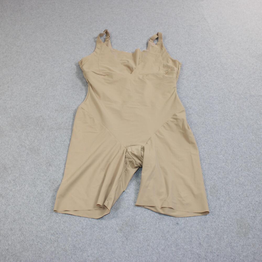 Maidenform Bodysuit Shapewear Women Large Beige Adjustable Strap Body Shaper